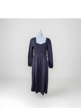 NWT Old Navy Women's Long Sleeve Navy Dress Sweetheart Neck 100 Cotton